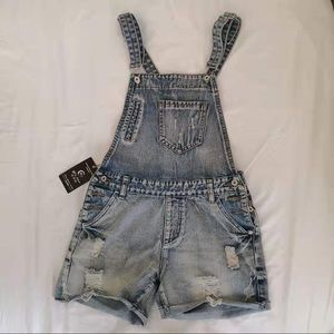 short denim overalls